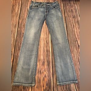Rock & Roll Cowgirl 31x34 Mid rise jeans. Frayed or damaged Hems.